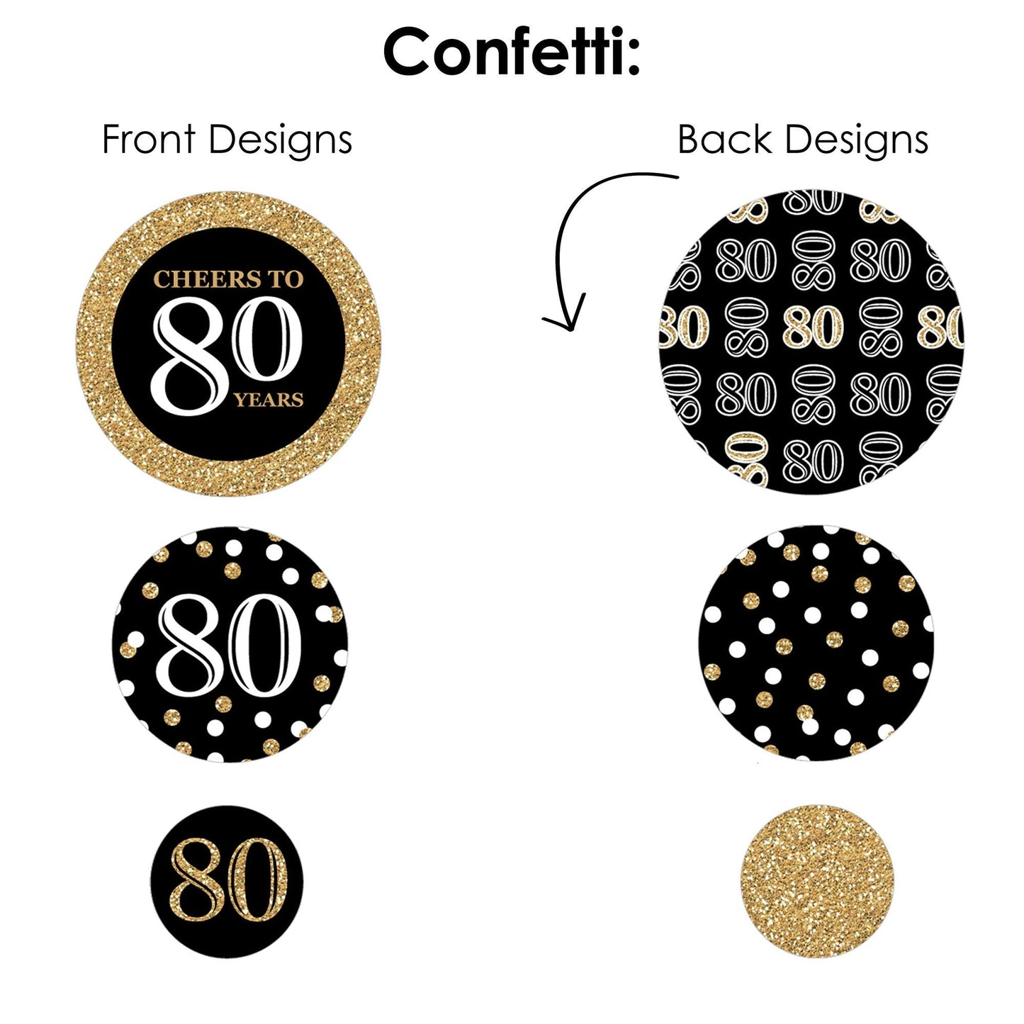 Adult 80th Birthday - Gold - Birthday Party Decor and Confetti - Terrific Table Centerpiece Kit - Set of 30