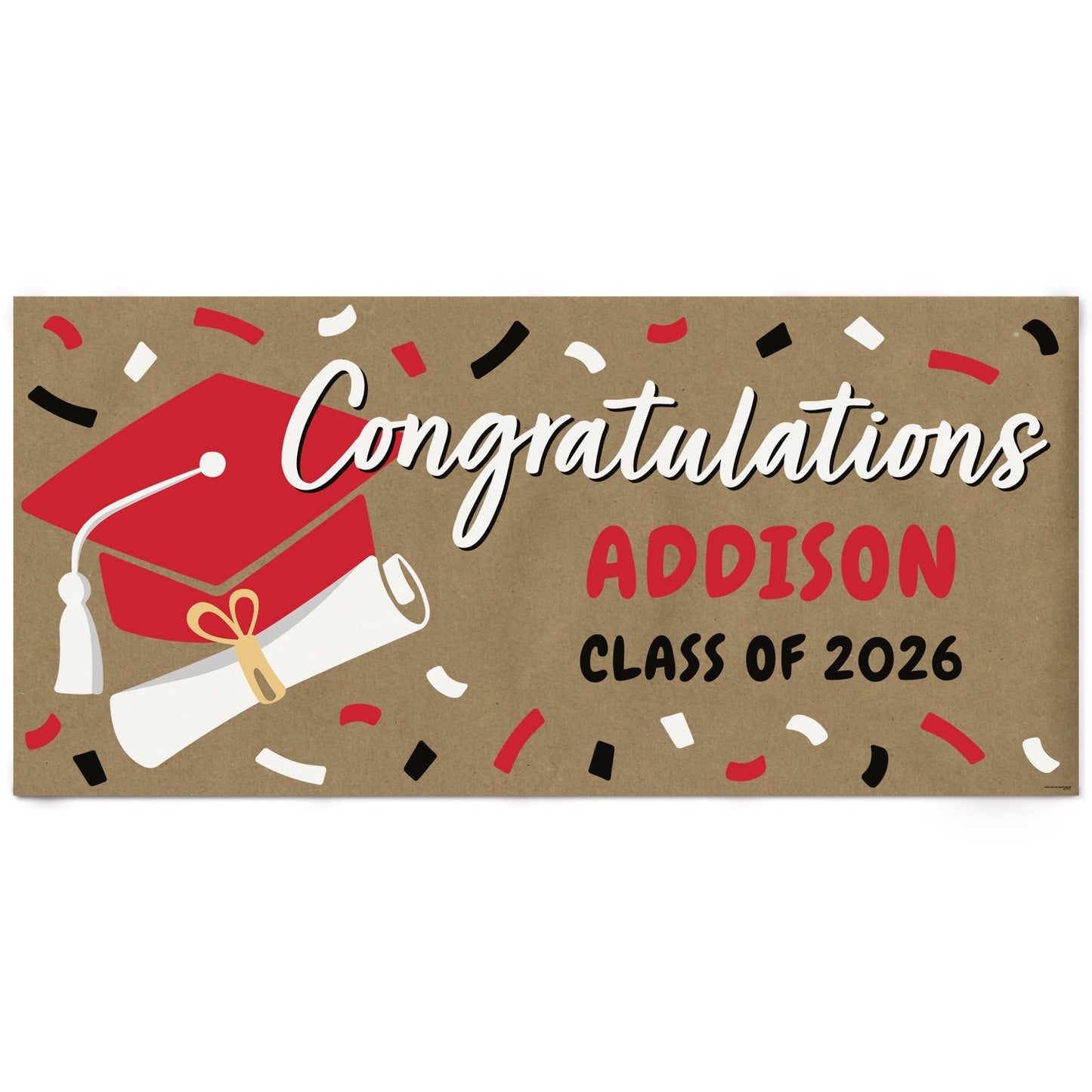 Custom Text Red Grad Kraft Banner