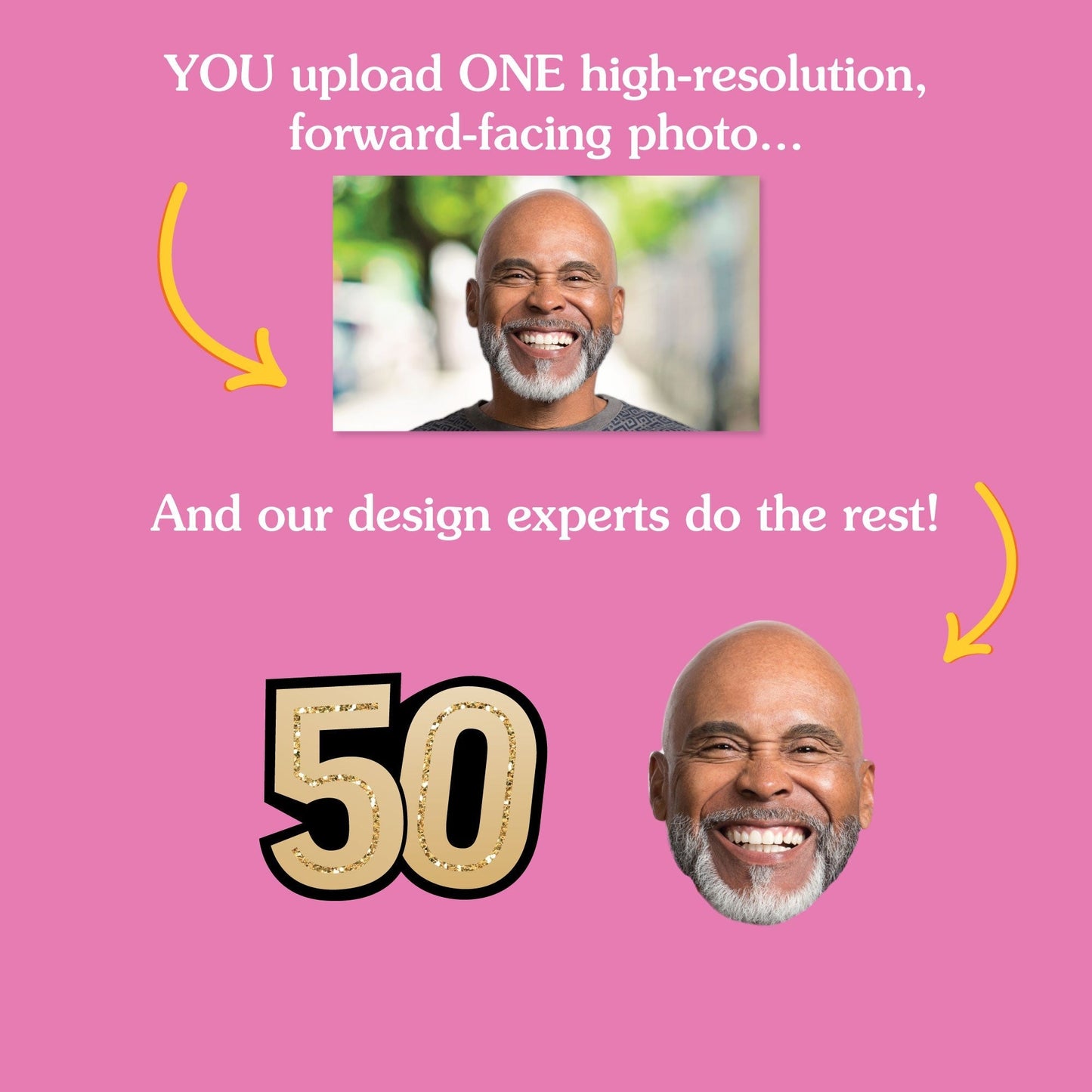 Custom Photo 50th Birthday Cut-Outs - 24 Ct