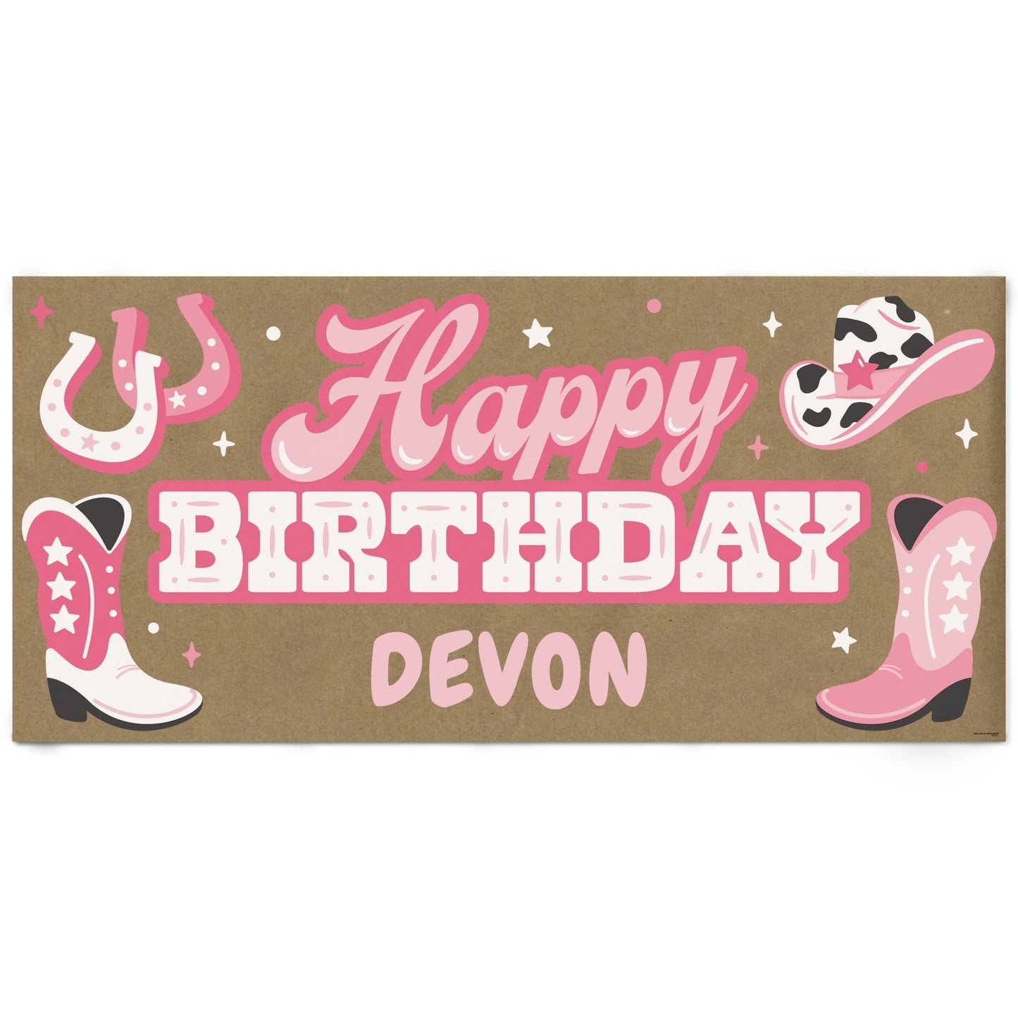Custom Text Rodeo Cowgirl Birthday Kraft Banner