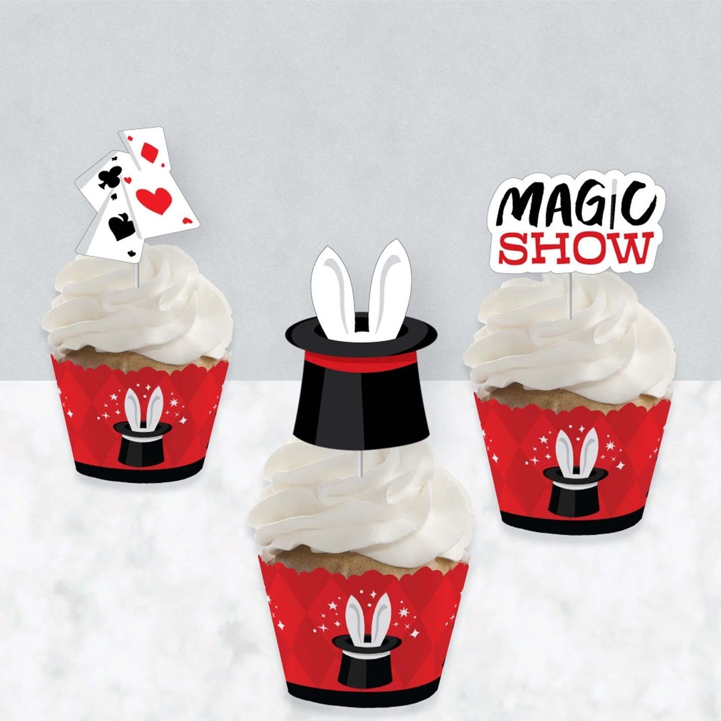Ta-Da, Magic Show - Cupcake Decoration - Magical Birthday Party Cupcake Wrappers and Treat Picks Kit - Set of 24