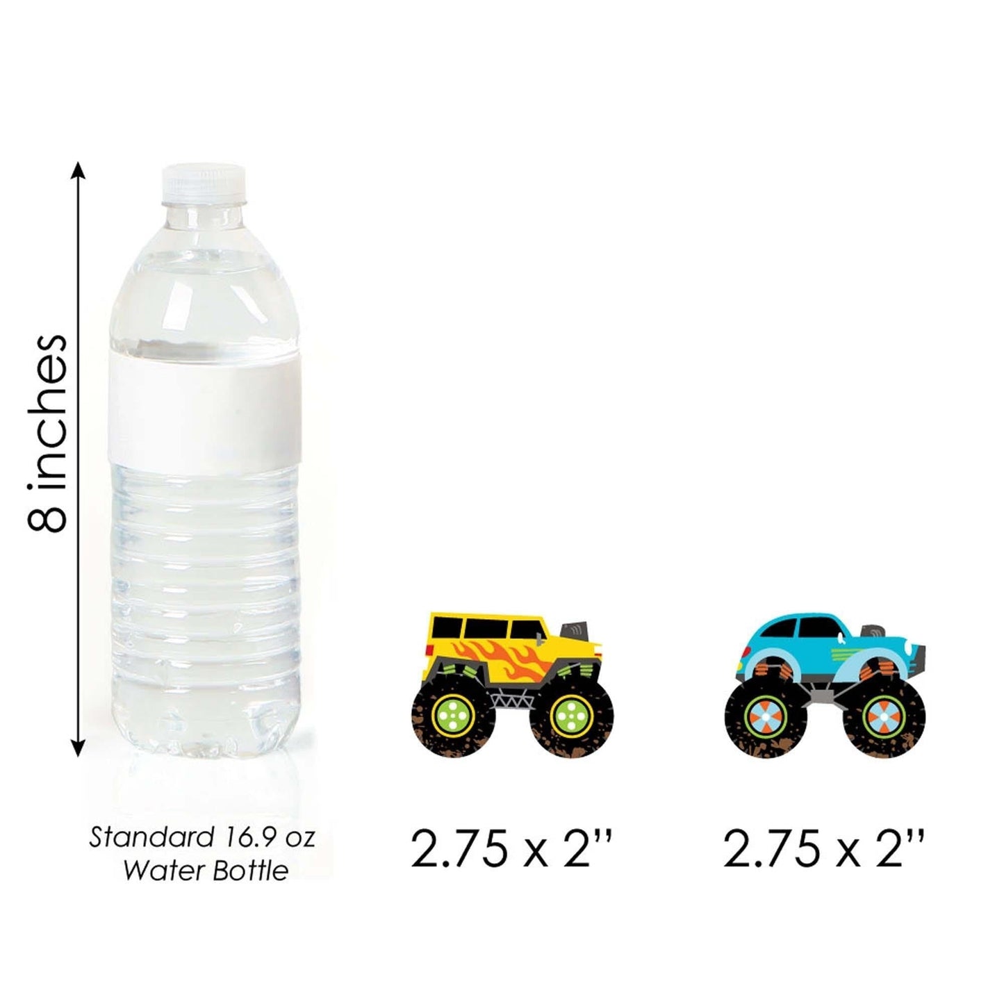 Smash and Crash - Monster Truck - Dessert Cupcake Toppers - Boy Birthday Party Clear Treat Picks - Set of 24
