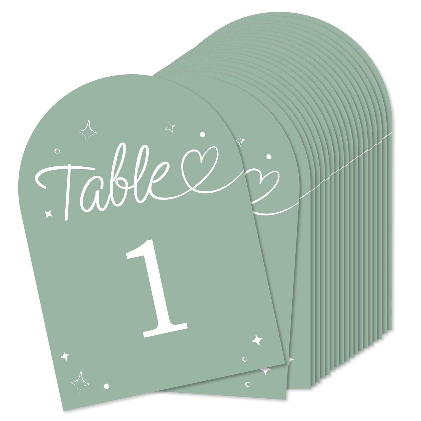 Wedding Hearts Table Numbers - 20 Ct
