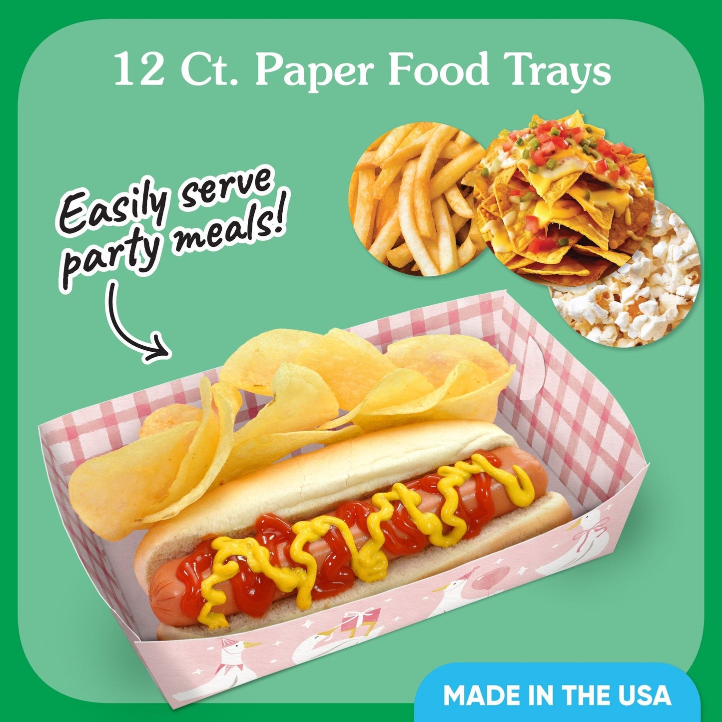 One Silly Goose Pink Party Paper Food Trays