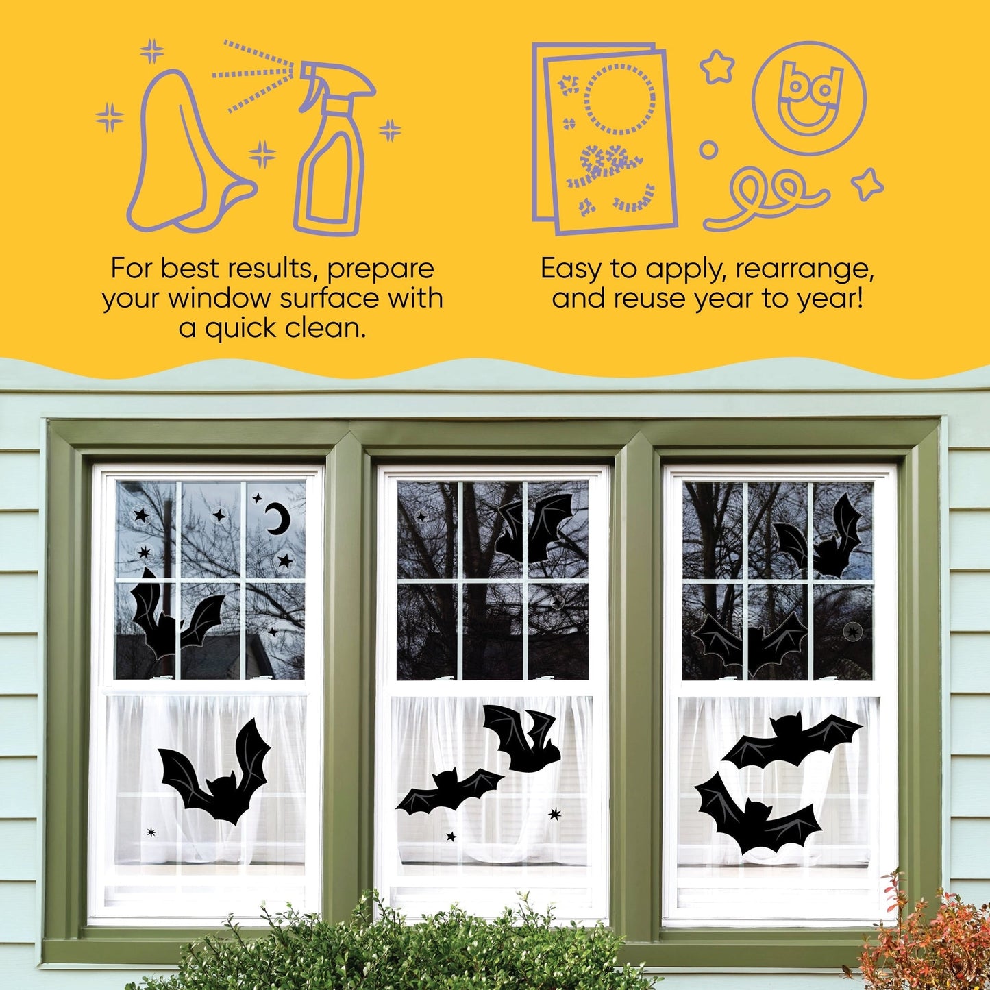 Black Bats Window Clings