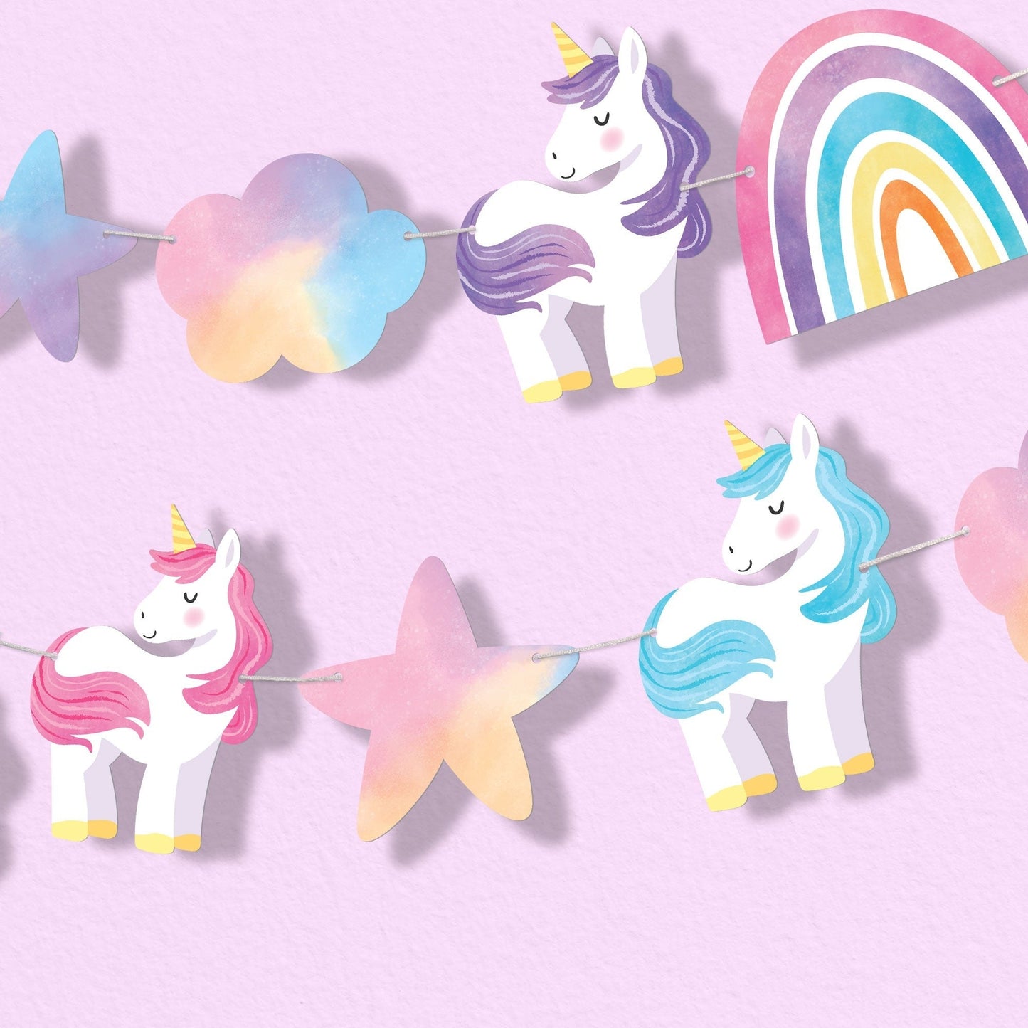 Unicorn Garland Banner - 15 Pc