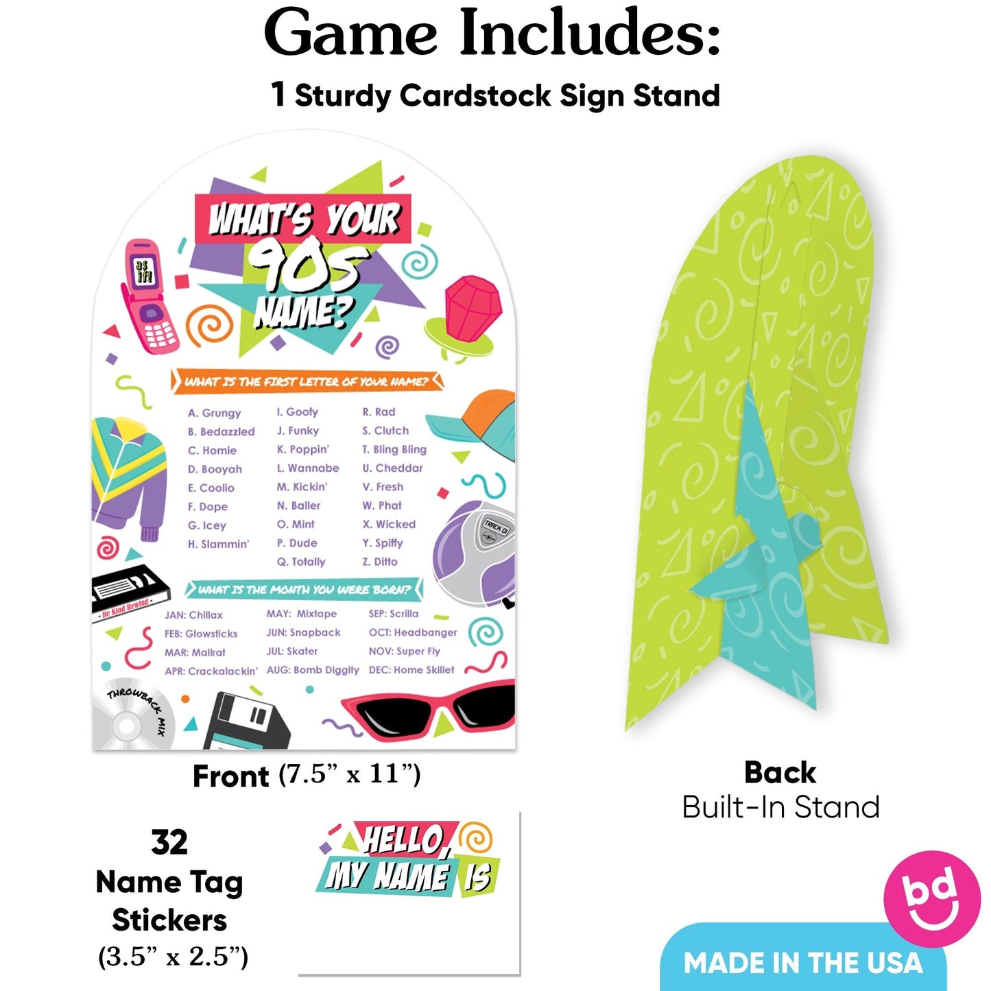 90's Throwback What's Your Name Party Game