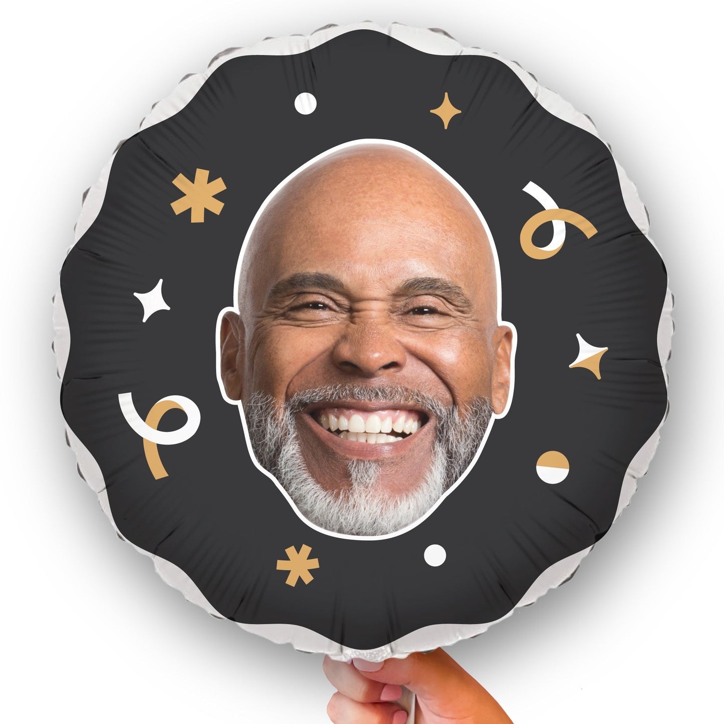 Personalized Fun Face Black & Gold Balloon - Double Sided - 1 Ct