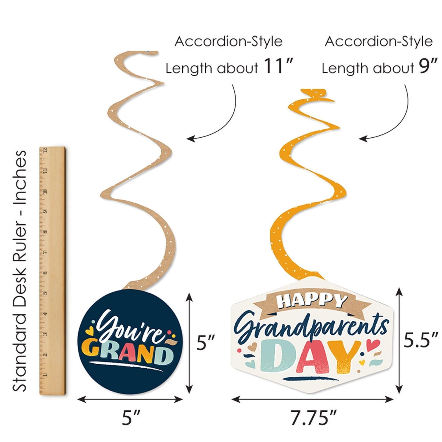 Happy Grandparents Day - Grandma & Grandpa Party Hanging Decor - Party Decoration Swirls - Set of 40