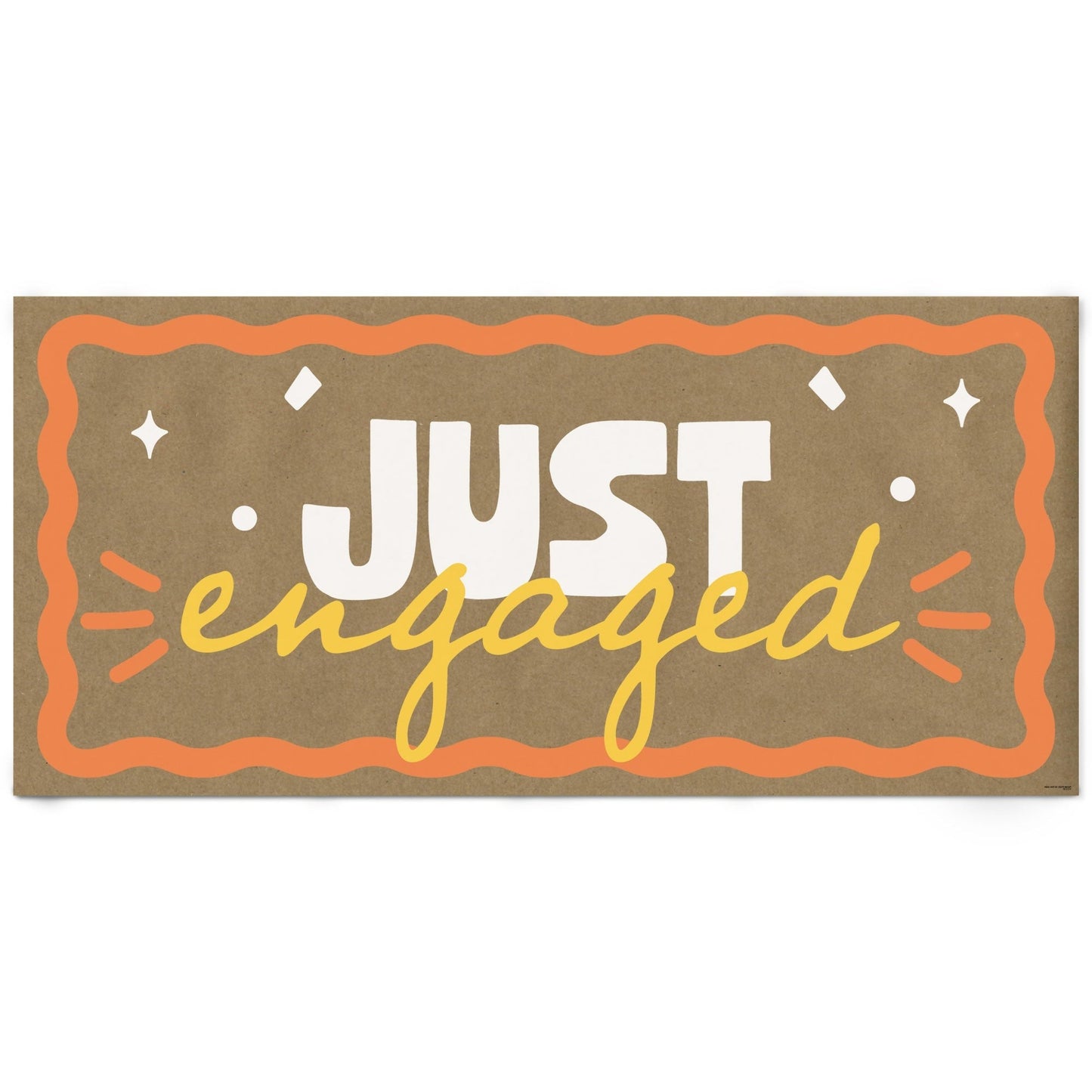 Wavy Just Engaged Kraft Banner