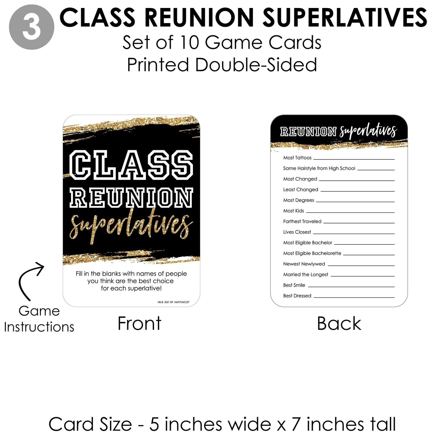 Reunited - 4 School Class Reunion Party Games - 10 Cards Each - Gamerific Bundle