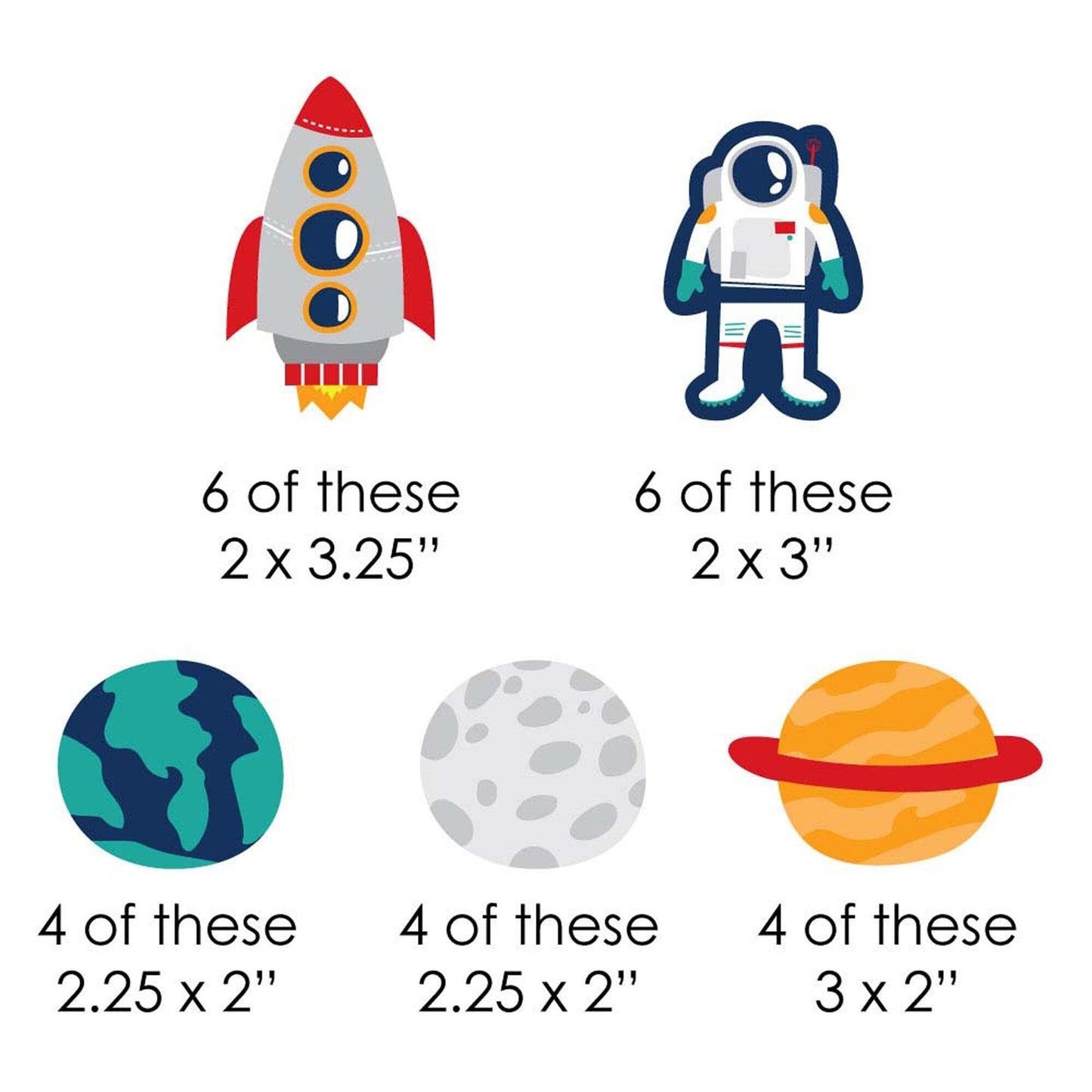 Blast Off to Outer Space - DIY Shaped Rocket Ship Baby Shower or Birthday Party Cut-Outs - 24 ct