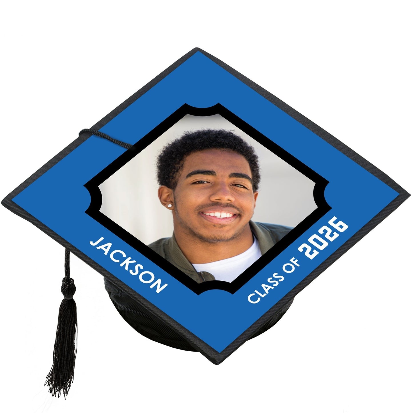 Custom Photo Blue Grad Cap Cover