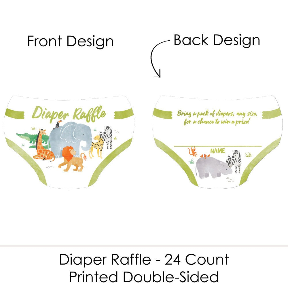 Safari Animals Diaper Raffle Game - 24 Ct