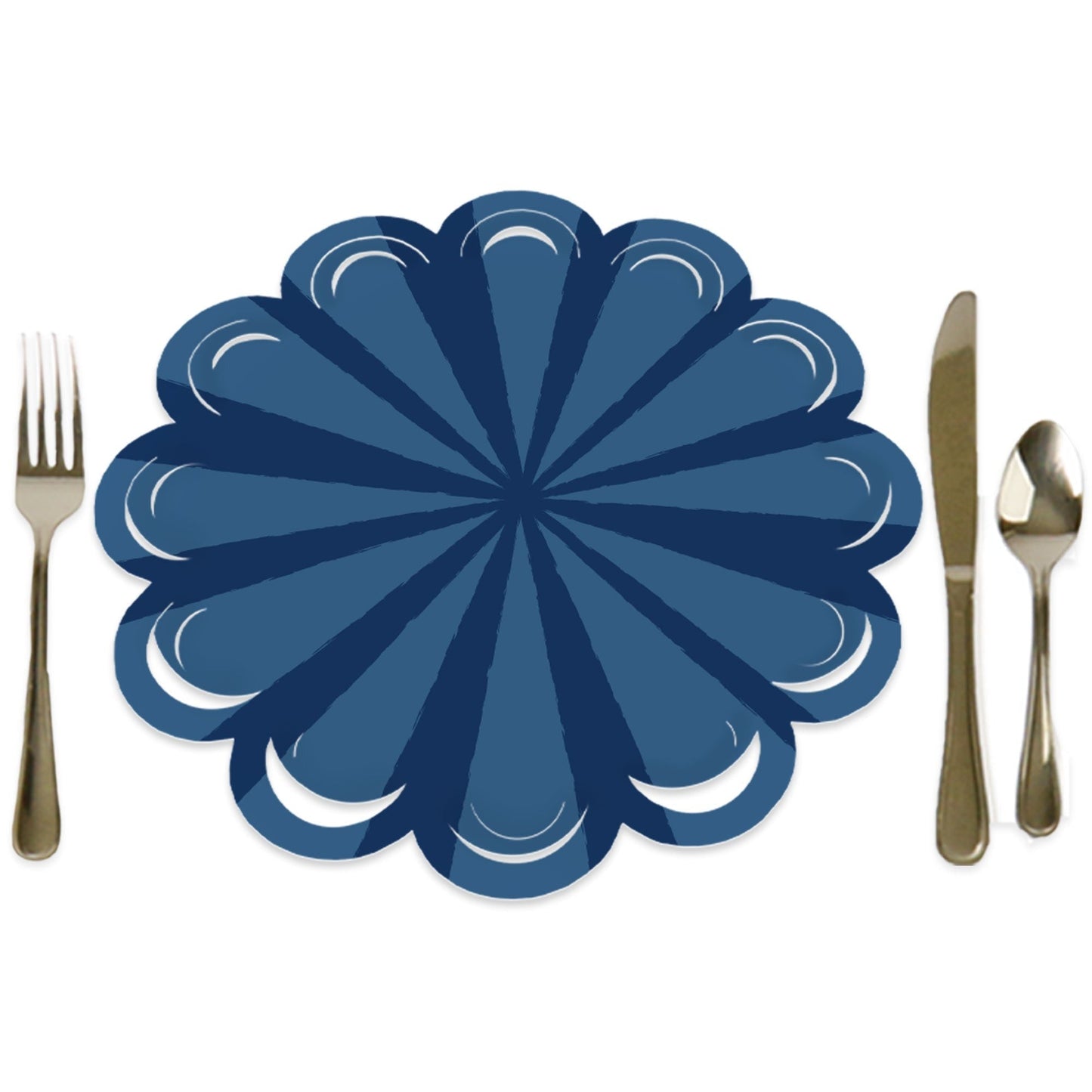 Navy Stripes - Simple Party Round Table Decorations - Paper Chargers - Place Setting For 12