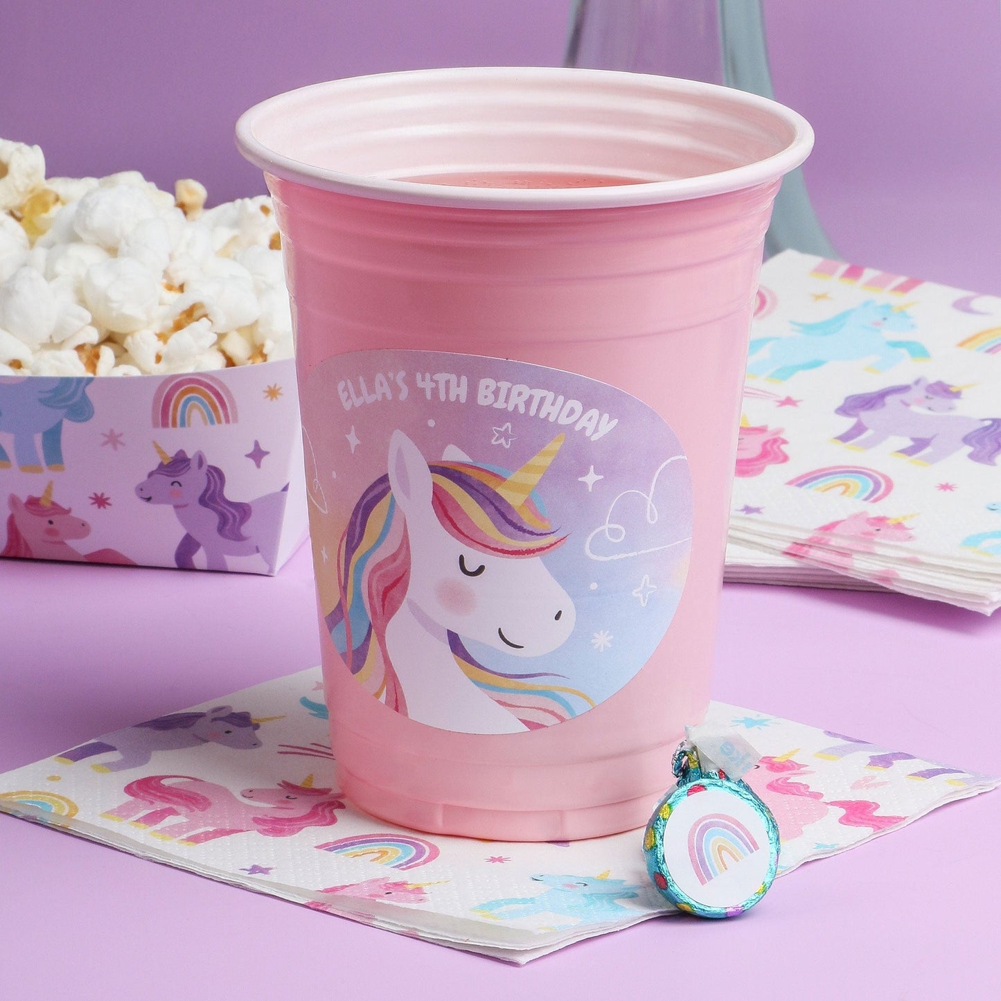Custom Text Party Cups - Unicorn - 16 Ct