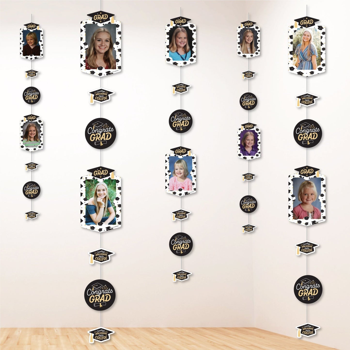 Goodbye High School, Hello College - Graduation Party DIY Backdrop Decor - Hanging Vertical Photo Garland - 35 Pieces