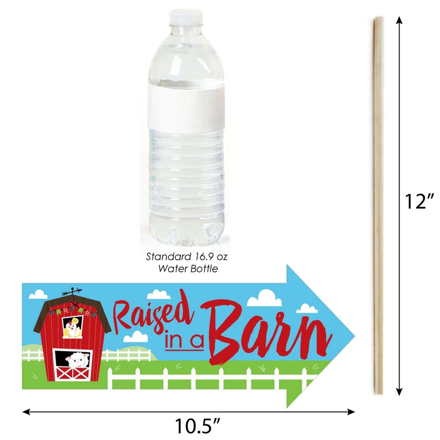 Funny Farm Animals - 10 Piece Barnyard Baby Shower or Birthday Party Photo Booth Props Kit