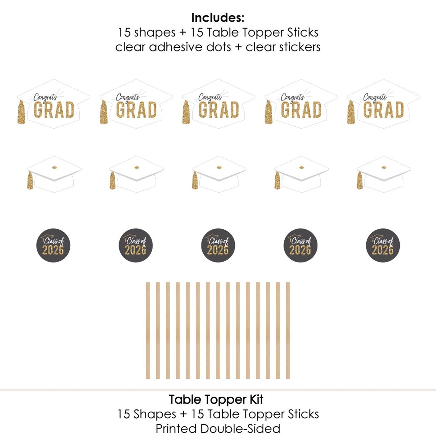 White & Gold Grad Table Toppers - 15 Ct