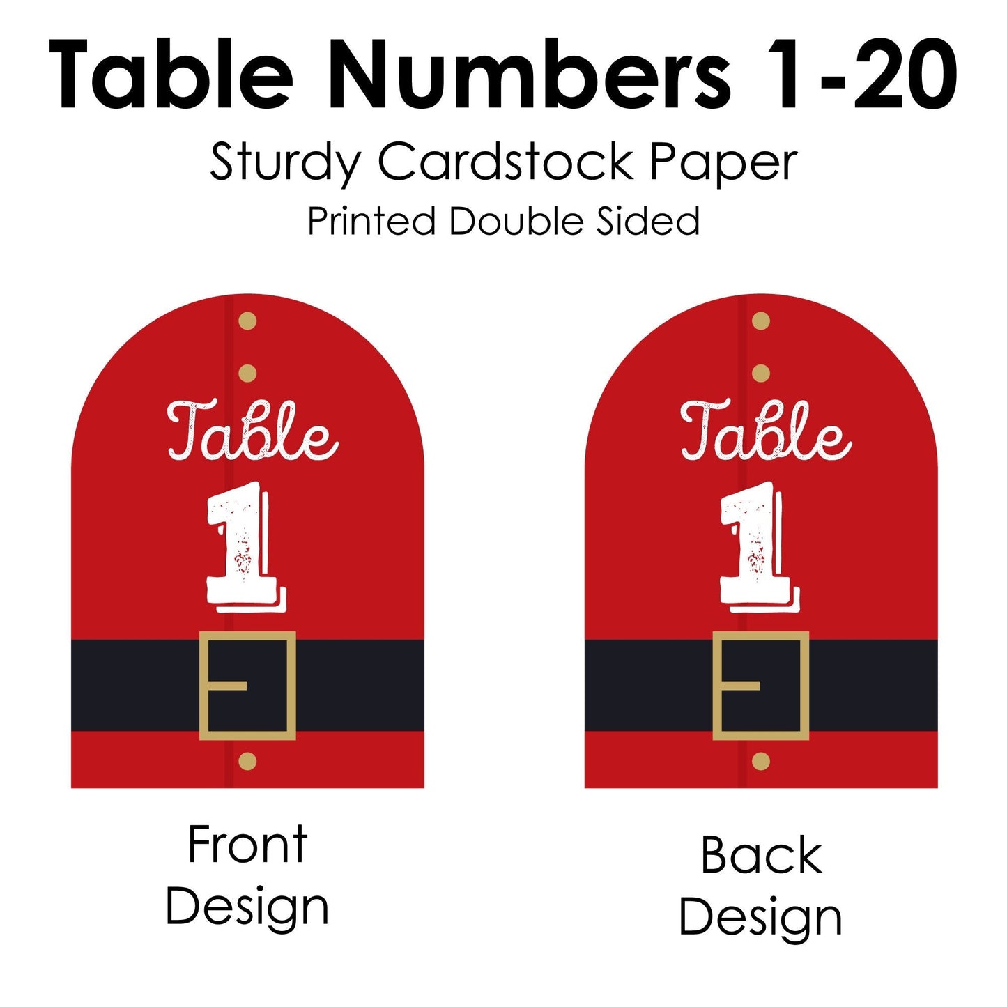 Jolly Santa Claus - Christmas Party Double-Sided 5 x 7 inches Cards - Table Numbers - 1-20