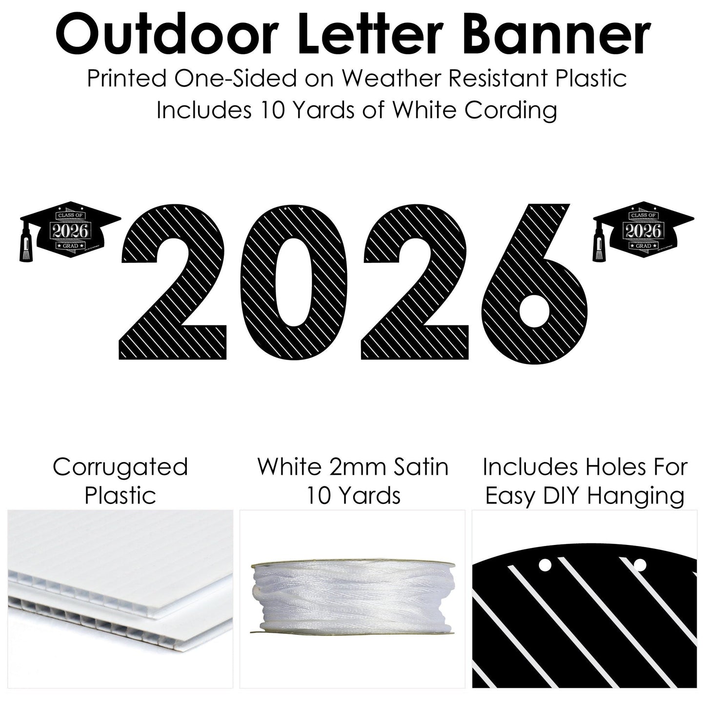 Graduation Cheers - Large Graduation Party Decorations - 2026 - Outdoor Letter Banner