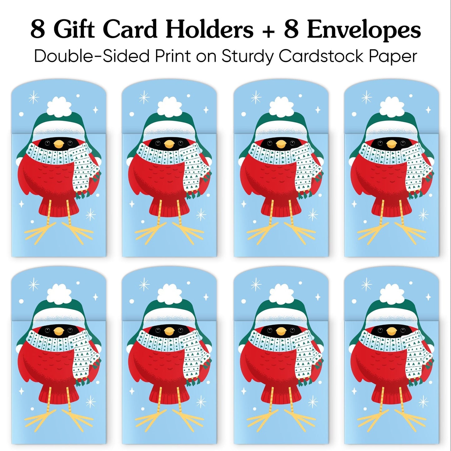 Winter Birds Nifty Gifty Card Holders - 8 Ct